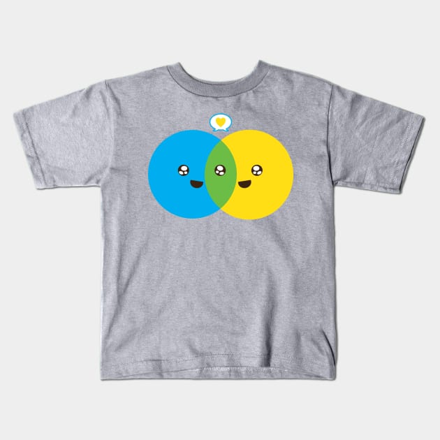 Cute Colorful Valentines Day Venn Diagram Kids T-Shirt by magentasponge